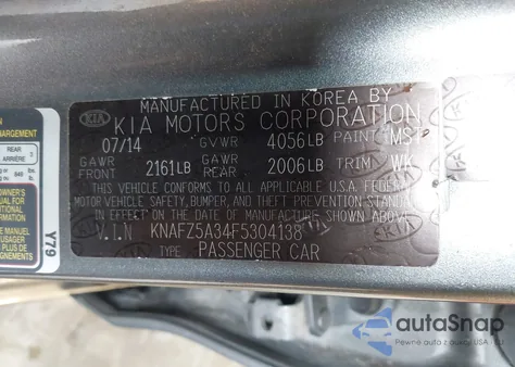 2015 Kia Forte Sx from USA, damaged, VIN KNAFZ5A34F5304138
